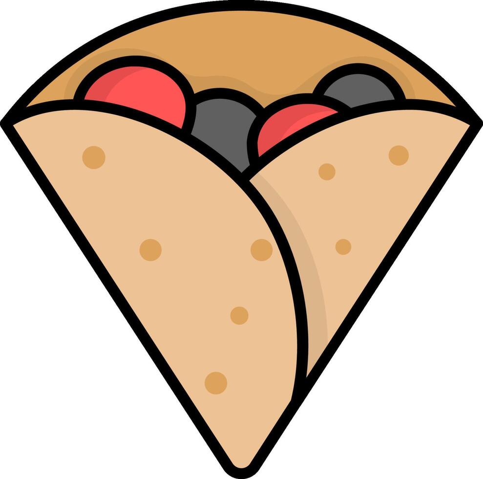 A taco with blackberries and red berries on it vector