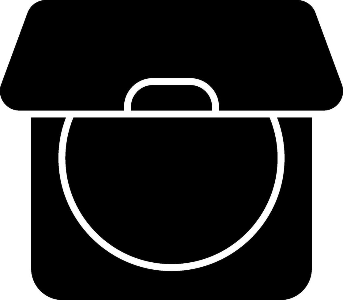 A black and white icon of a box with a lid vector