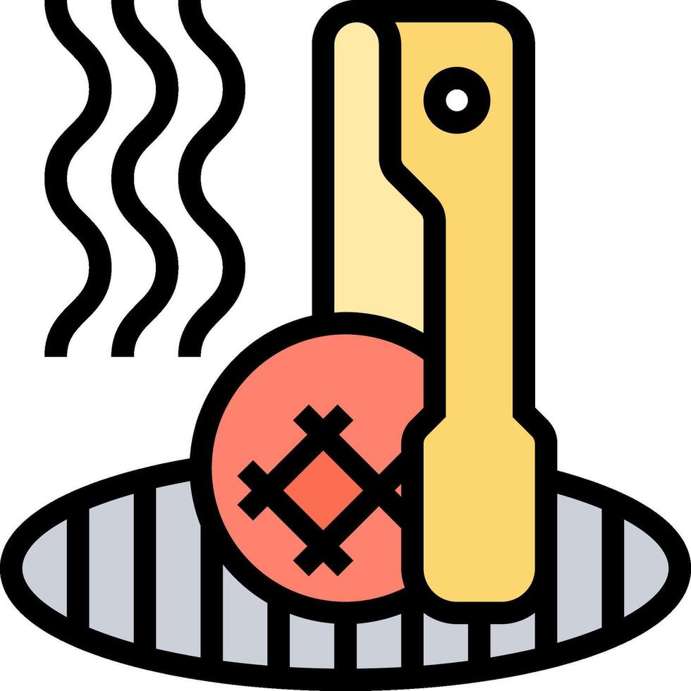 A grill with a meat ball on it vector
