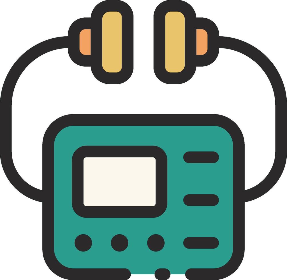 A portable music player with headphones and a microphone vector