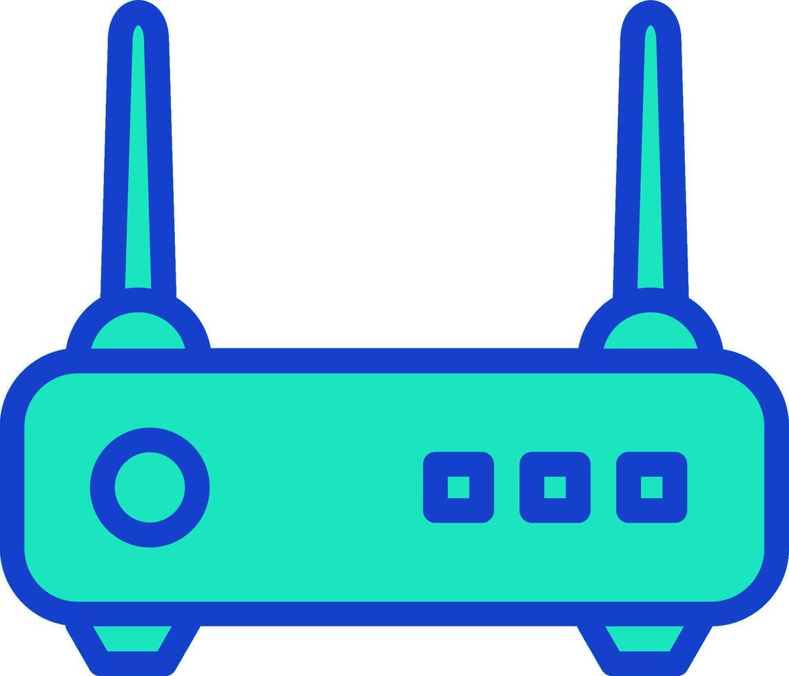 A blue and green router icon vector