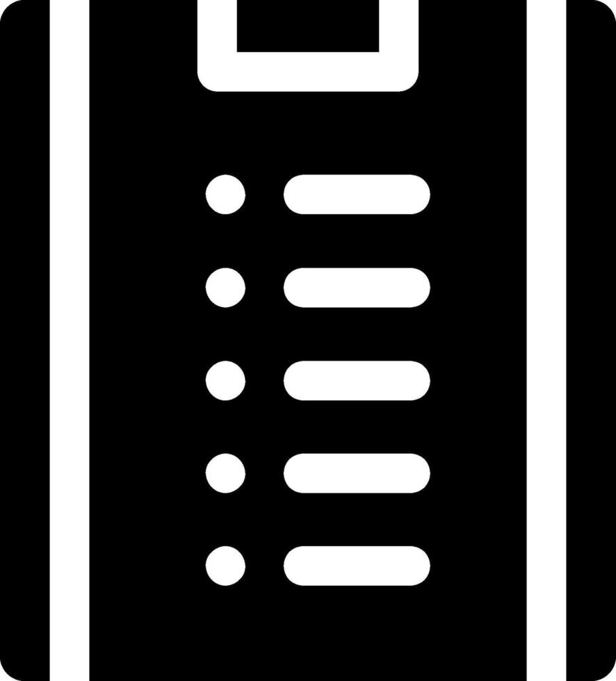 A black and white icon of a clipboard vector
