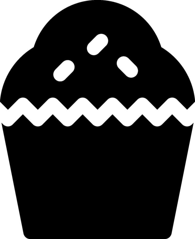 A black and white cupcake icon vector