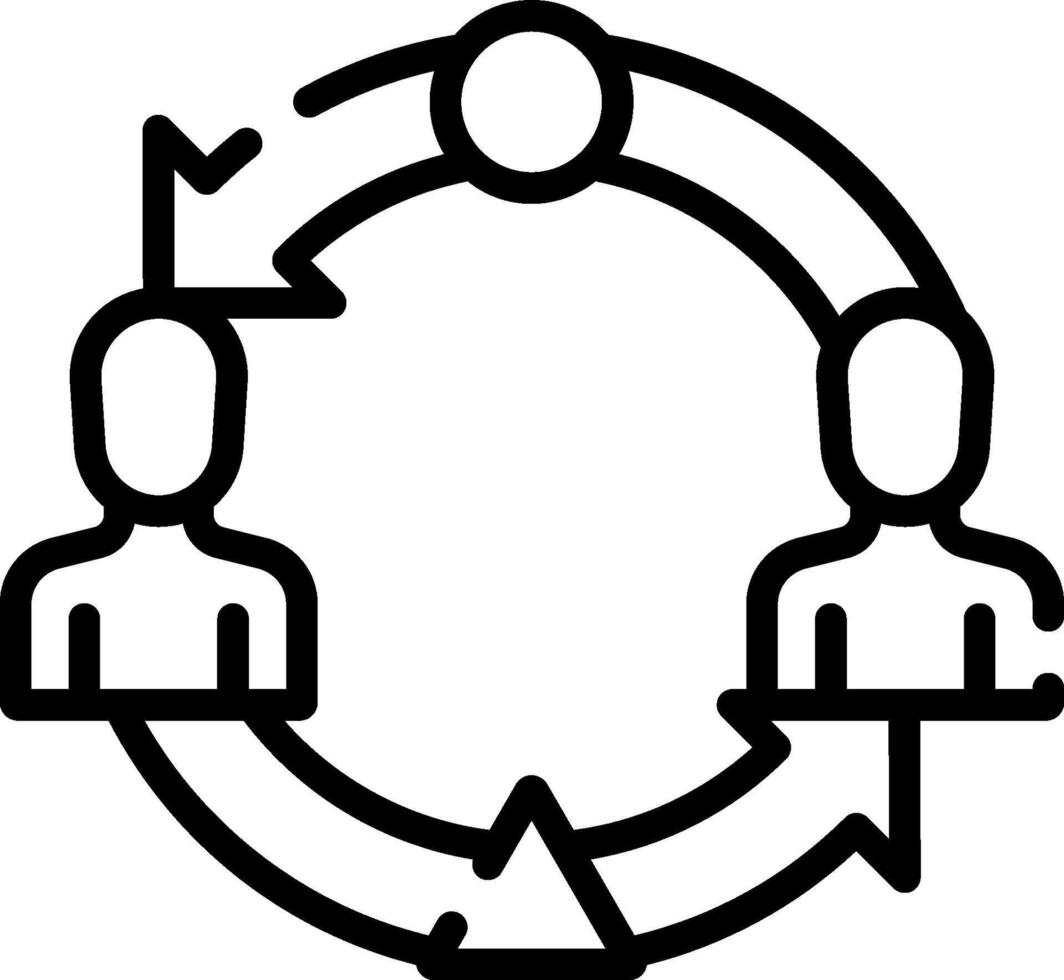 A circle with two people in it vector