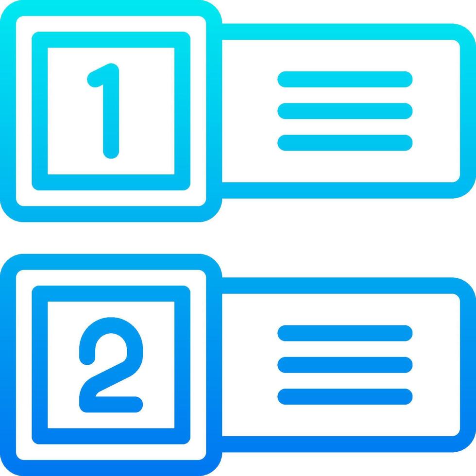 Two blue boxes with the number one and two on them vector
