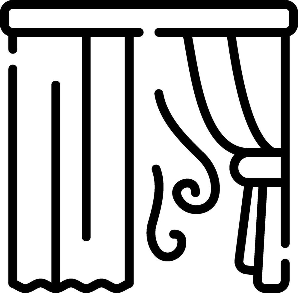 A black and white illustration of a curtain vector