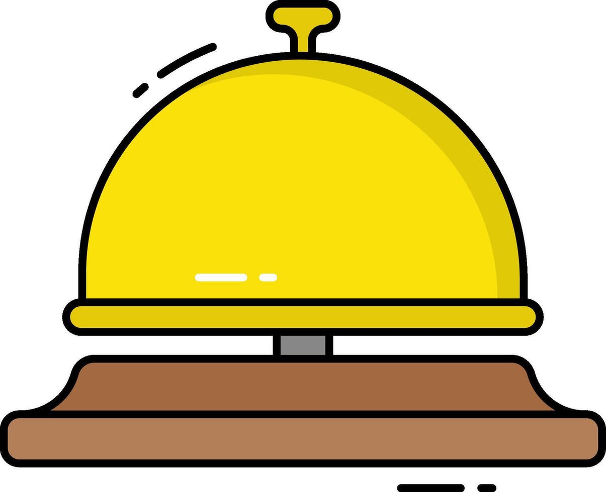 A yellow bell with a wooden base and the word it vector