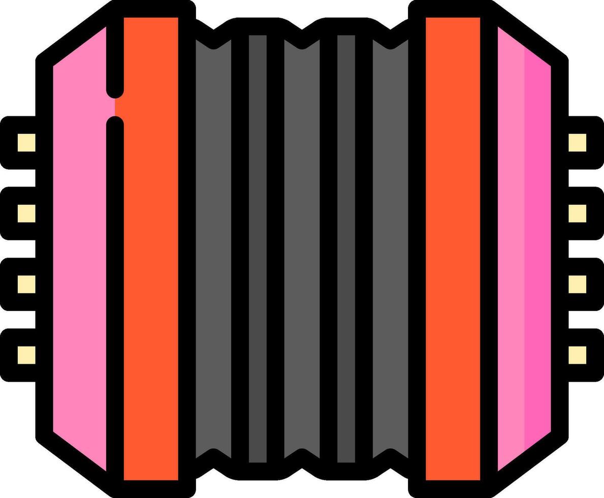 An accordion icon with a black and red stripe vector
