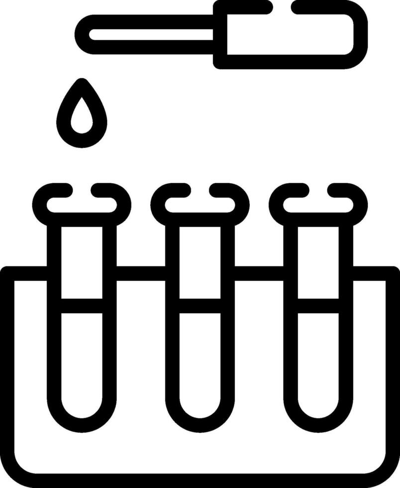 A black and white illustration of a test tube and a syringe vector
