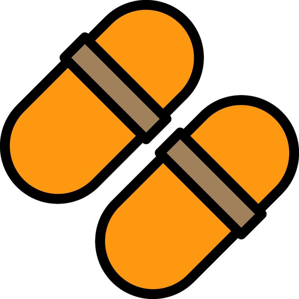 Two pills with orange tops on a white background vector