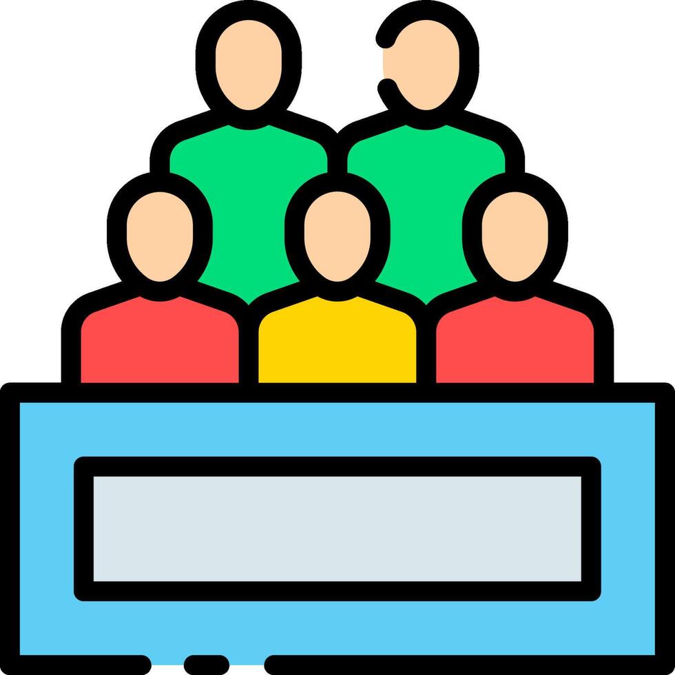 A group of people sitting on a table with a computer vector