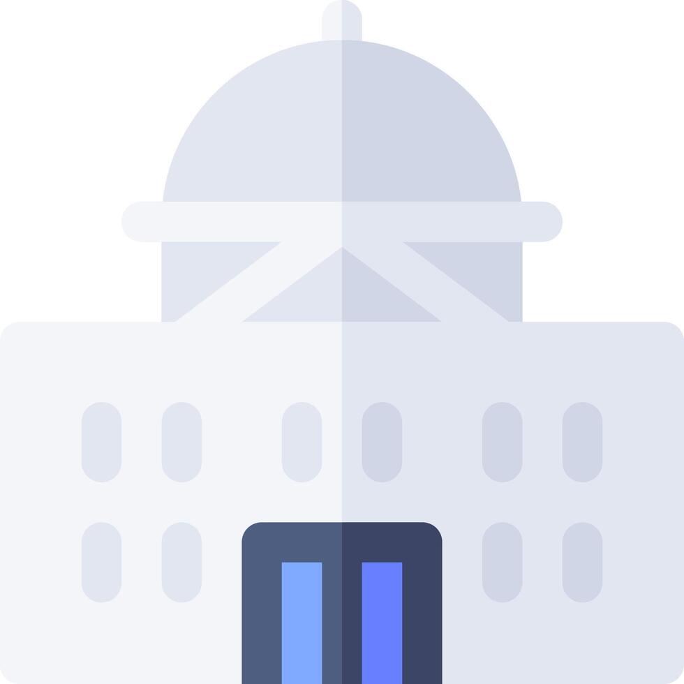 A white building with blue and purple doors vector