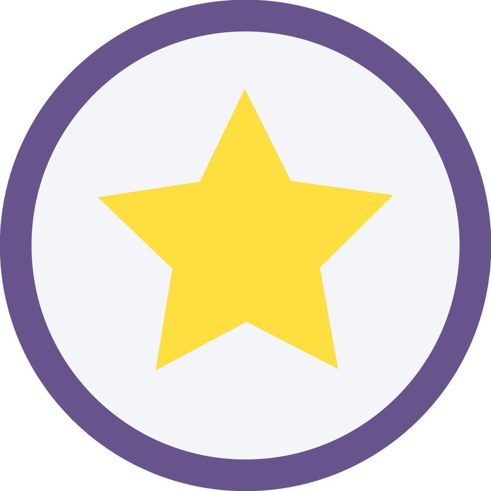 A yellow star icon in a purple circle vector