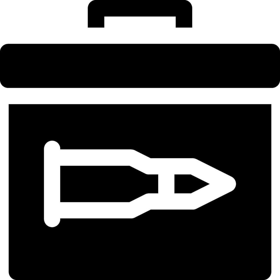 A black and white icon of a gun in a box vector
