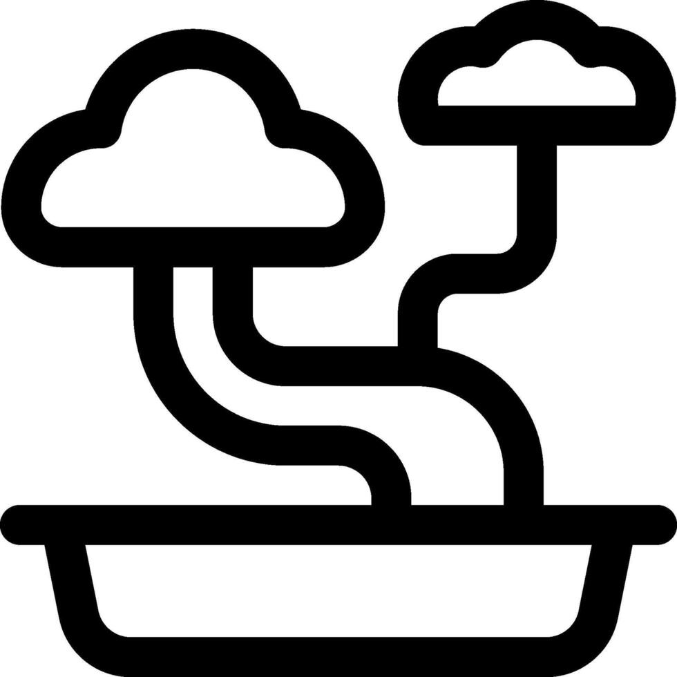 A black and white illustration of a cloud and a bonsai tree vector