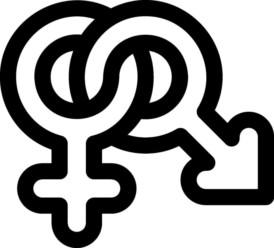 A male and female symbol with arrows pointing to each other vector