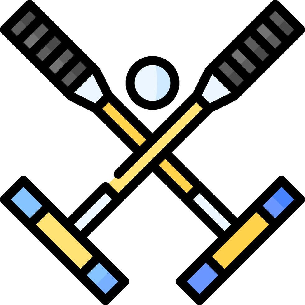 Two hockey sticks crossed with a ball vector