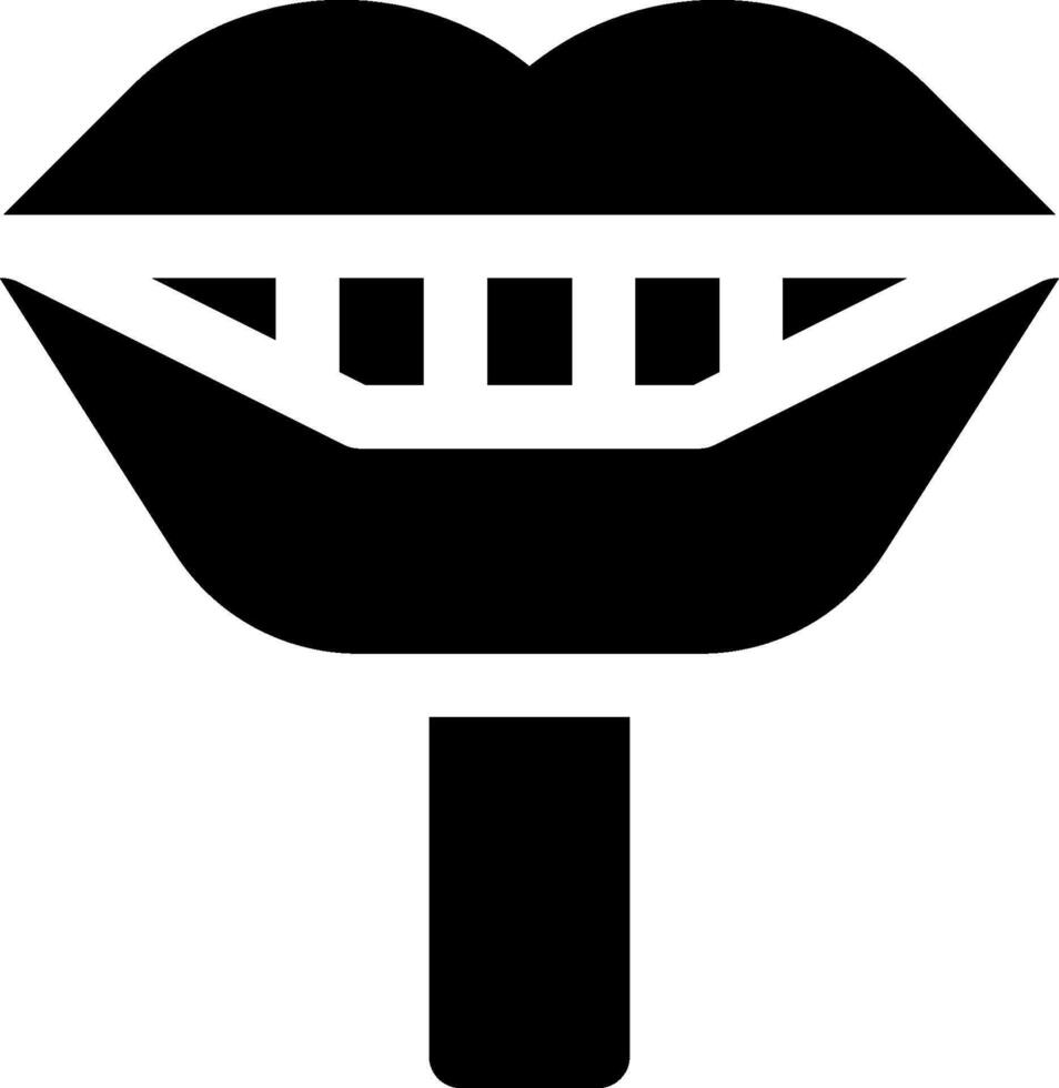 A black and white logo of a mouth with teeth vector