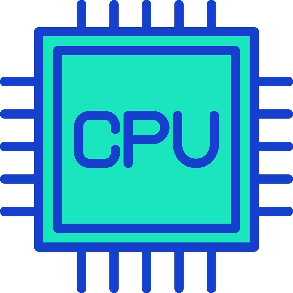 A blue and white cpu icon vector