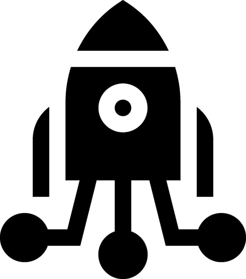 A black and white rocket icon on a white background vector