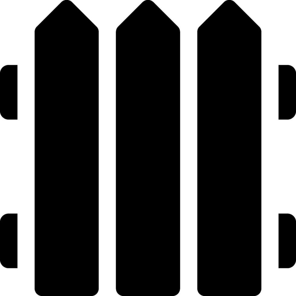 A black and white icon of three wooden fence posts vector