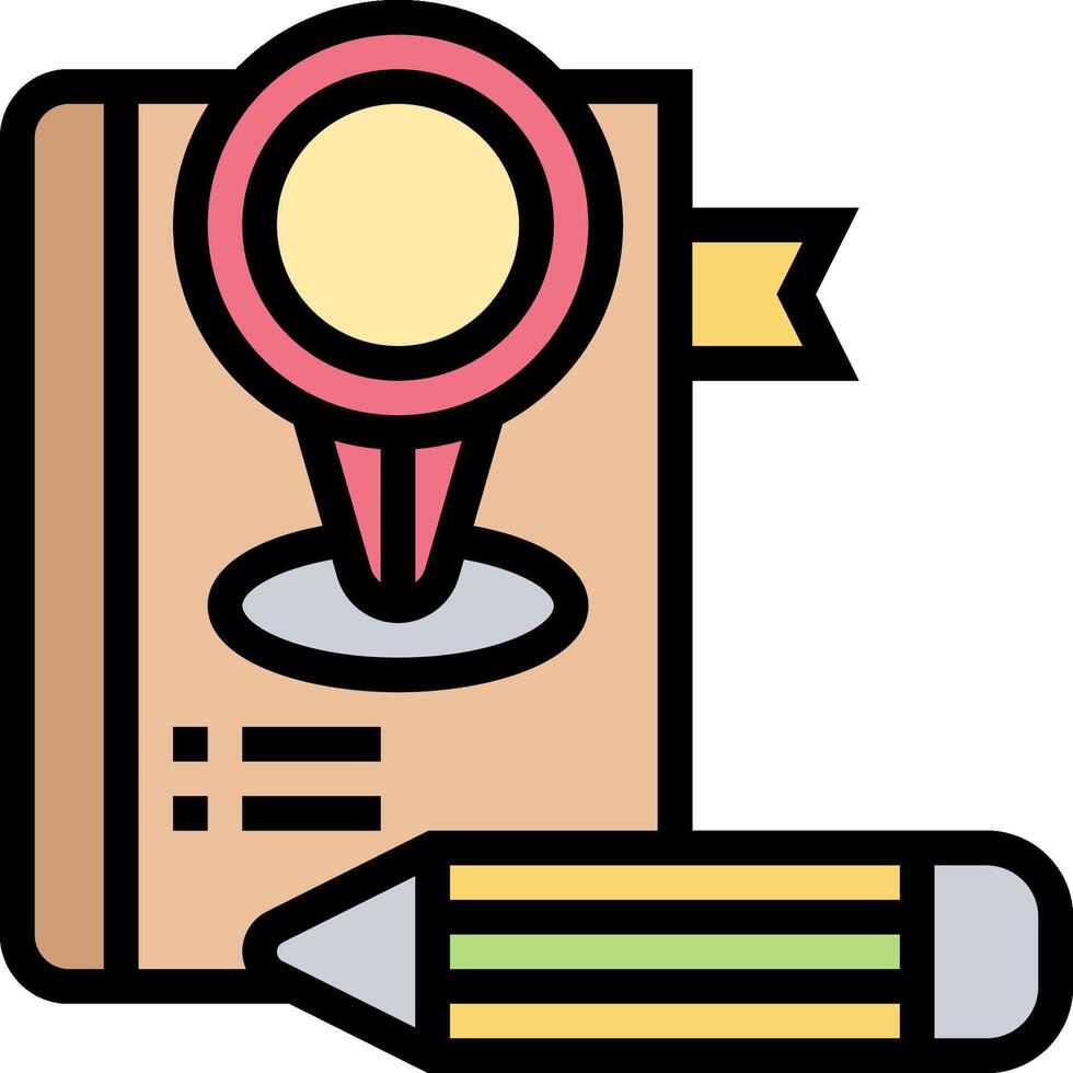 A map and pencil are next to a book vector