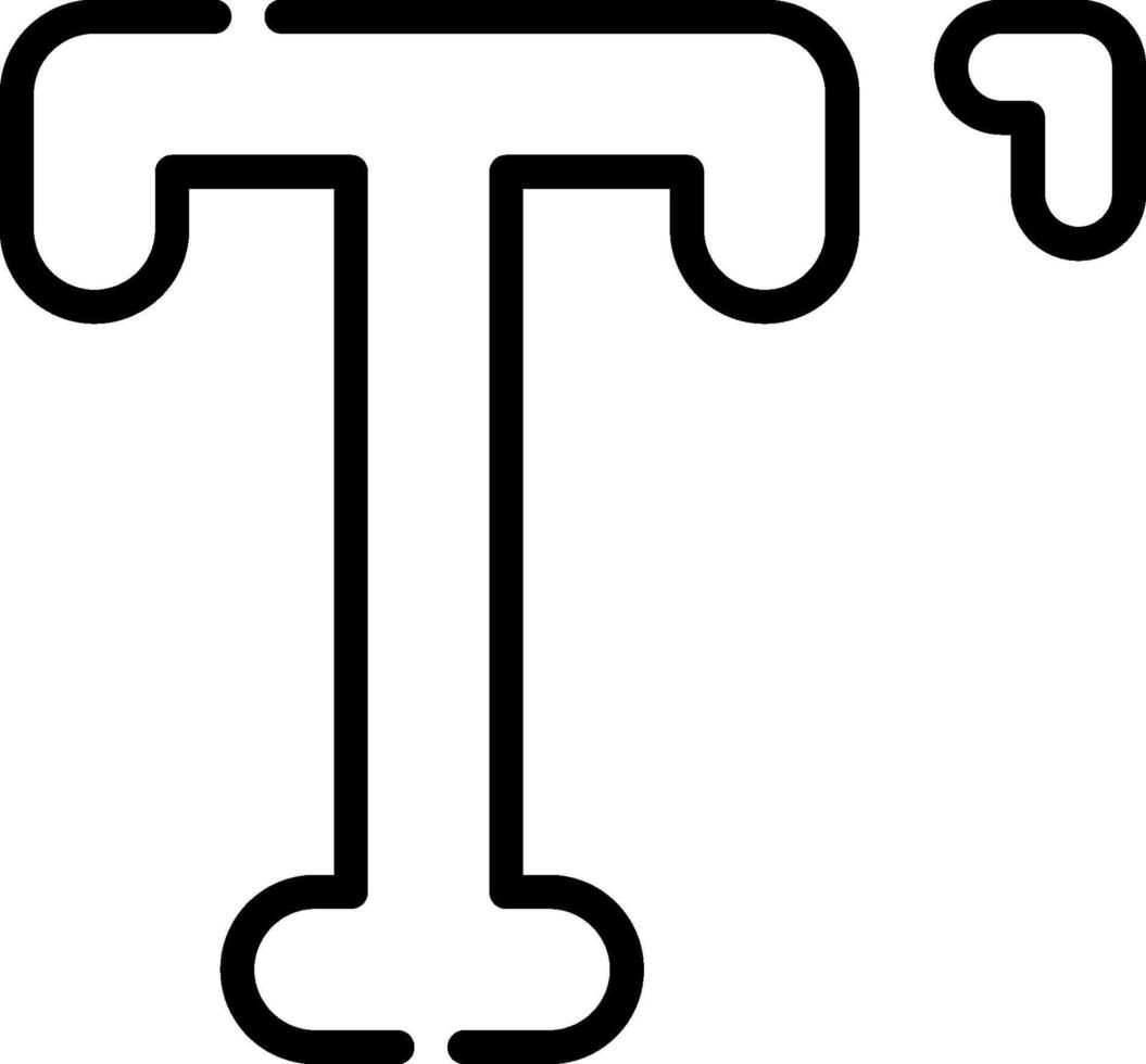 A black and white letter t with a small outline vector