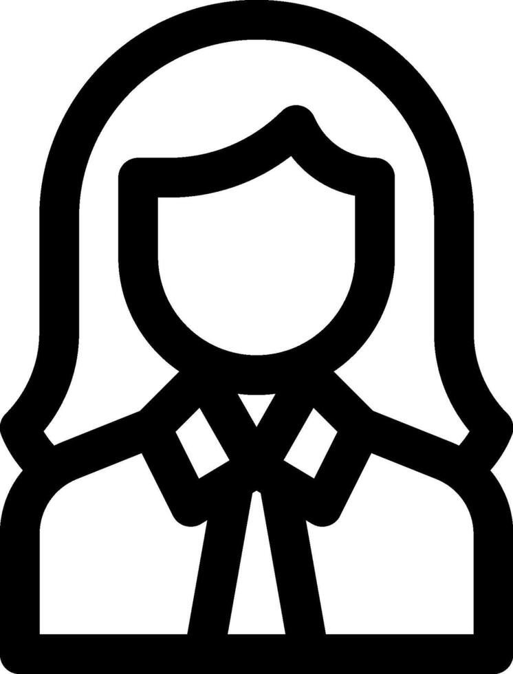 A black and white icon of a woman with a tie vector