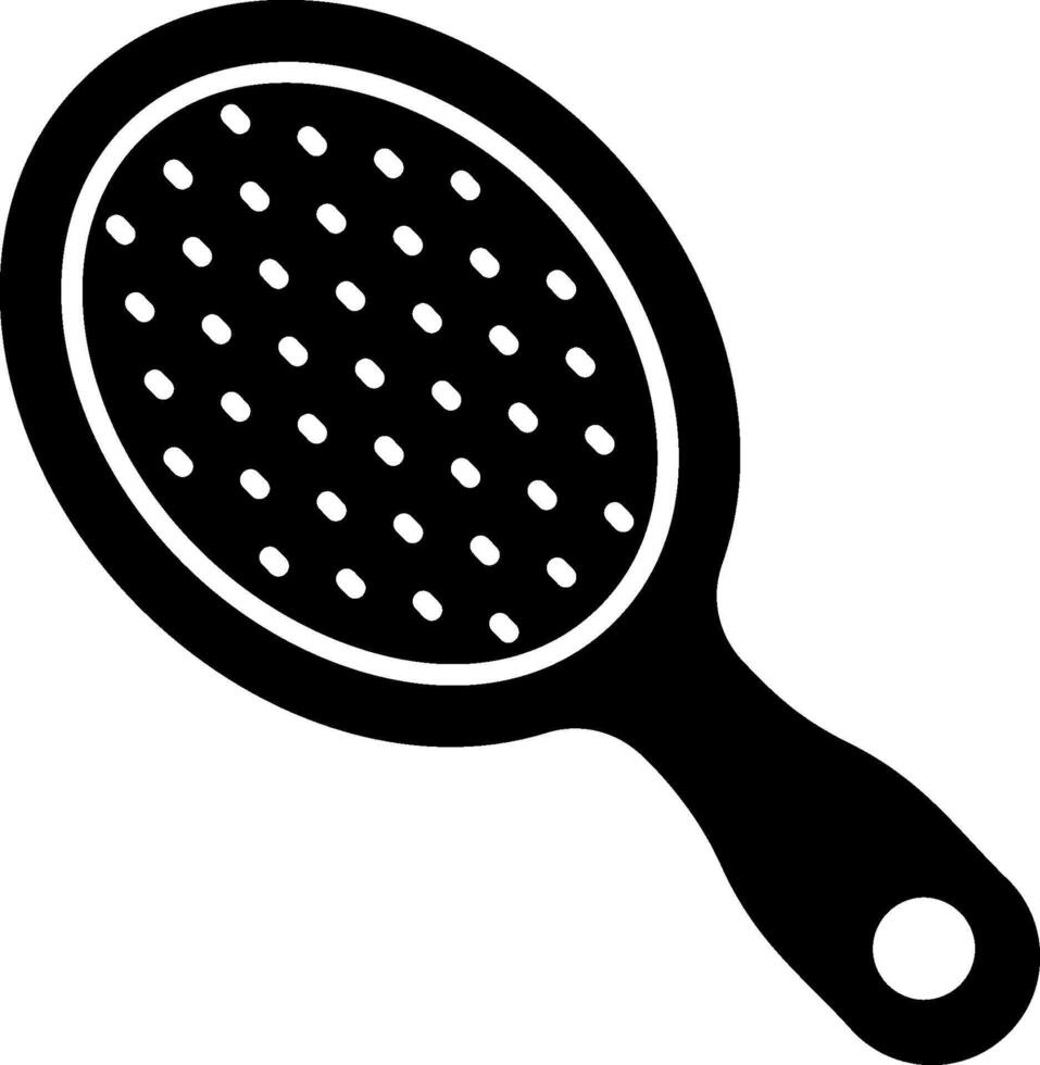 A black and white illustration of a hair brush vector