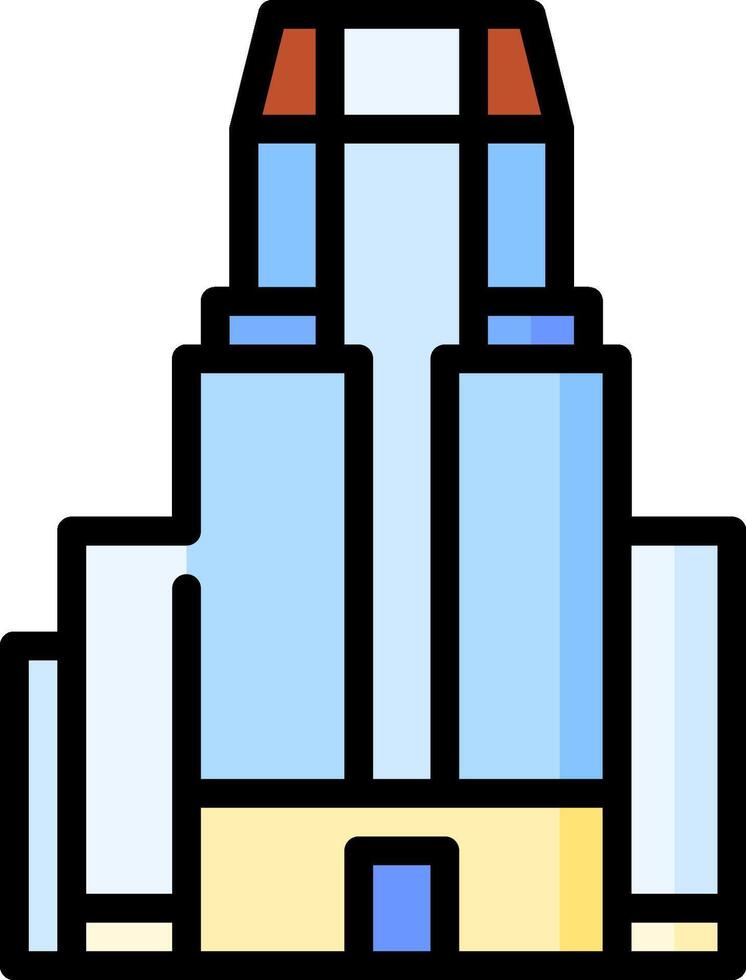 A building with a blue roof and windows vector