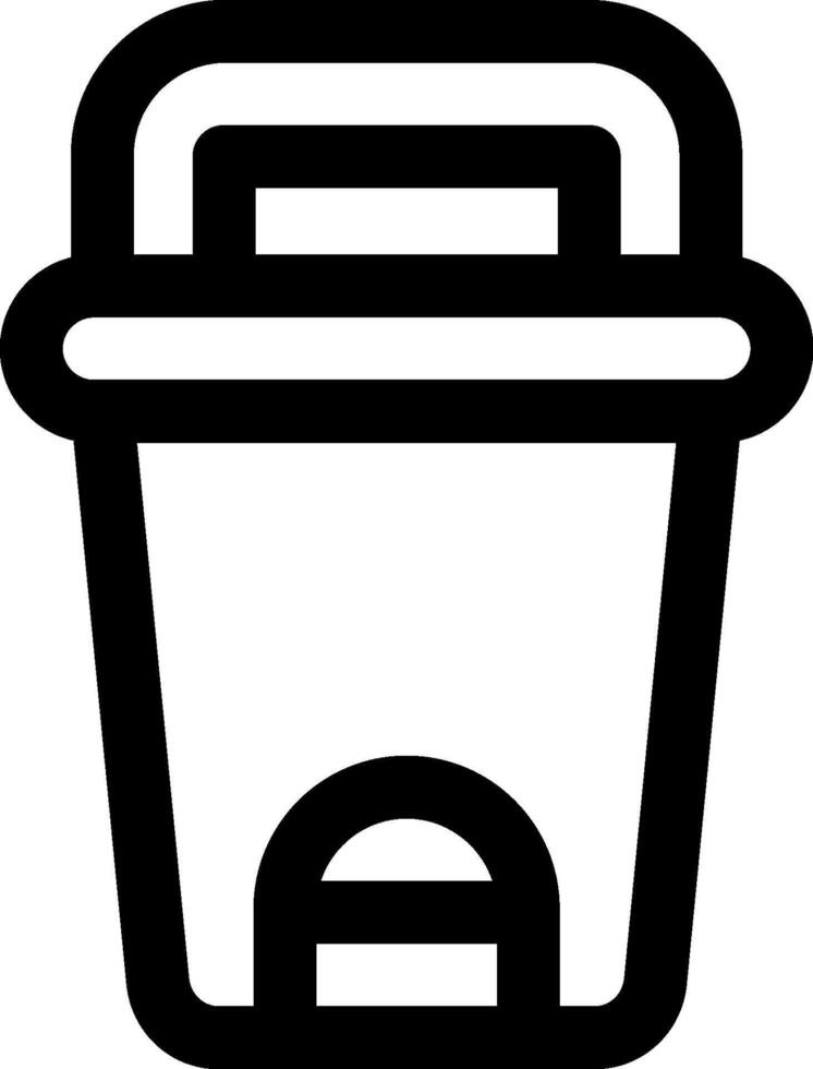 A black and white icon of a trash can vector