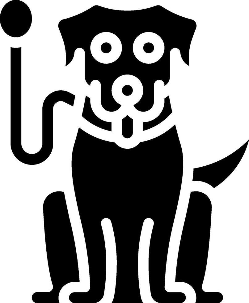 A black and white dog with a leash and a ball vector