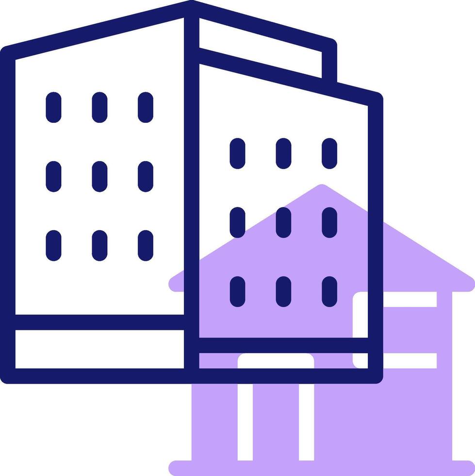 A building with a purple and blue outline vector