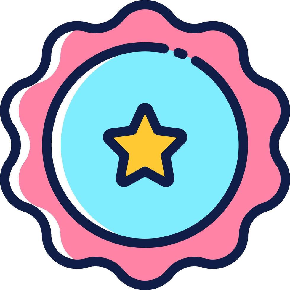 A star icon in a pink and blue circle vector