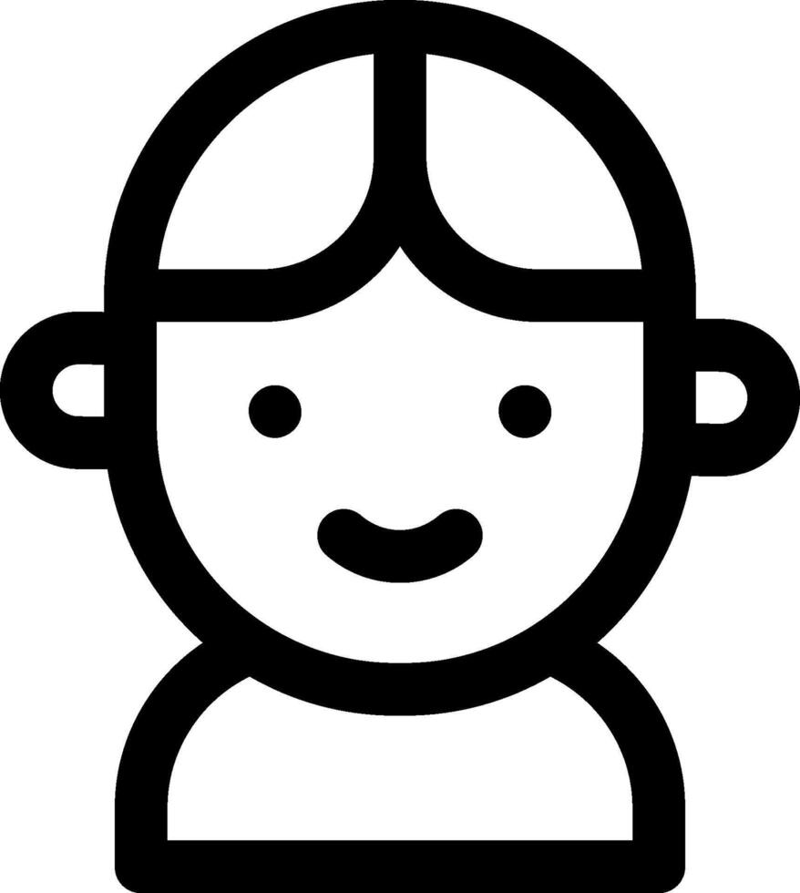 A black and white icon of a person's face vector