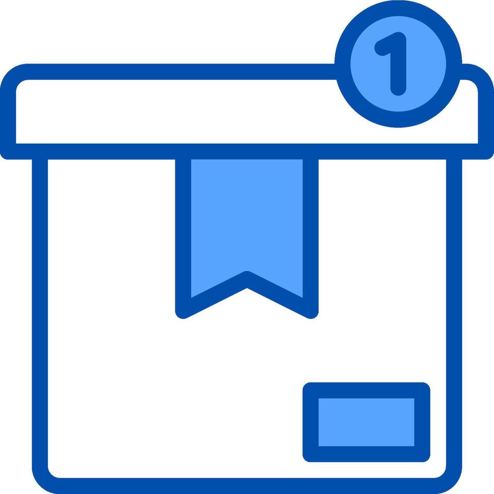 A blue box with a ribbon and a ribbon vector