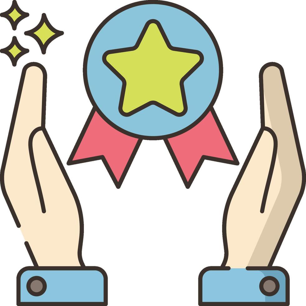 Hands holding a star and a ribbon vector