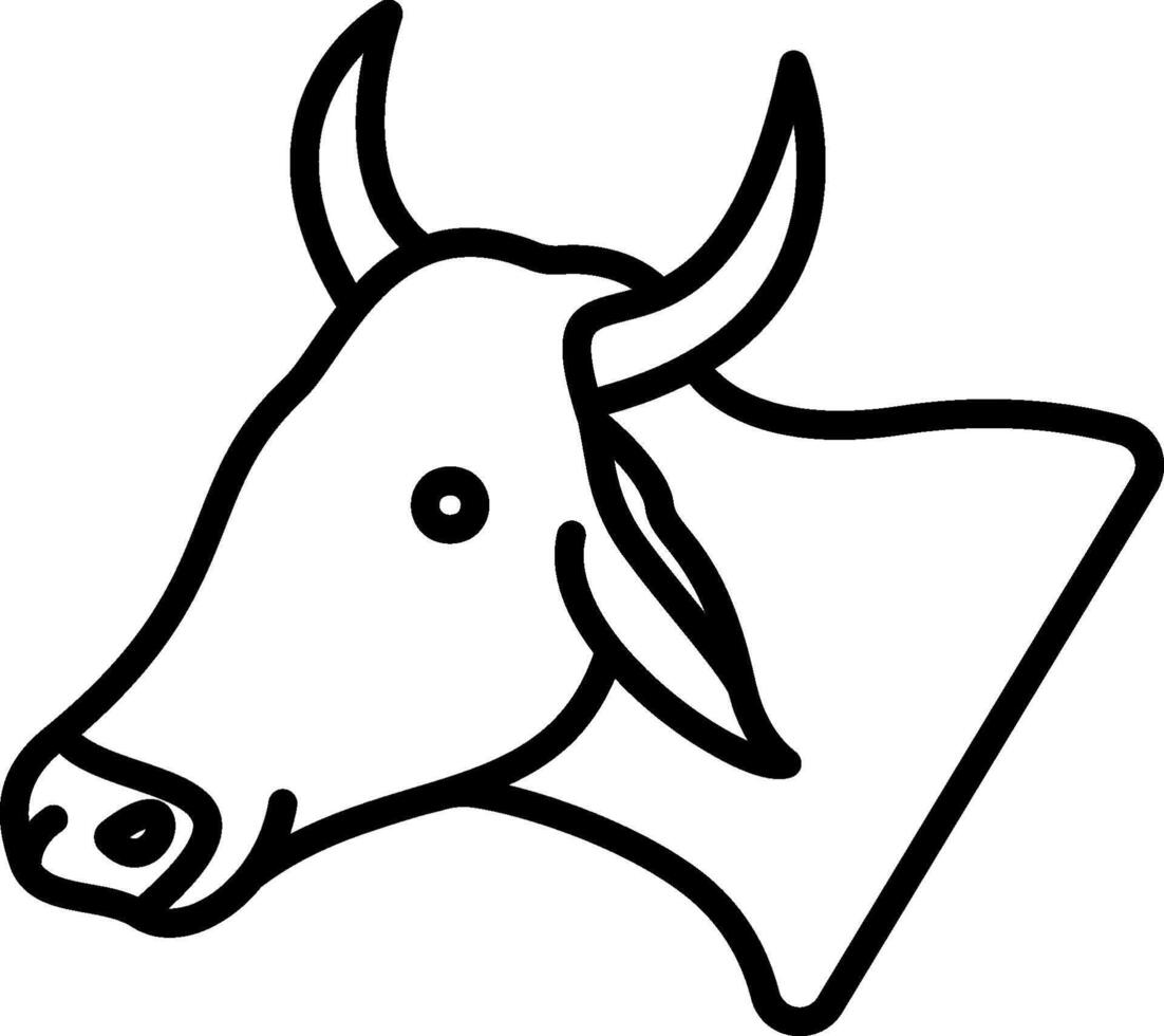 A cow head is shown in a line drawing vector