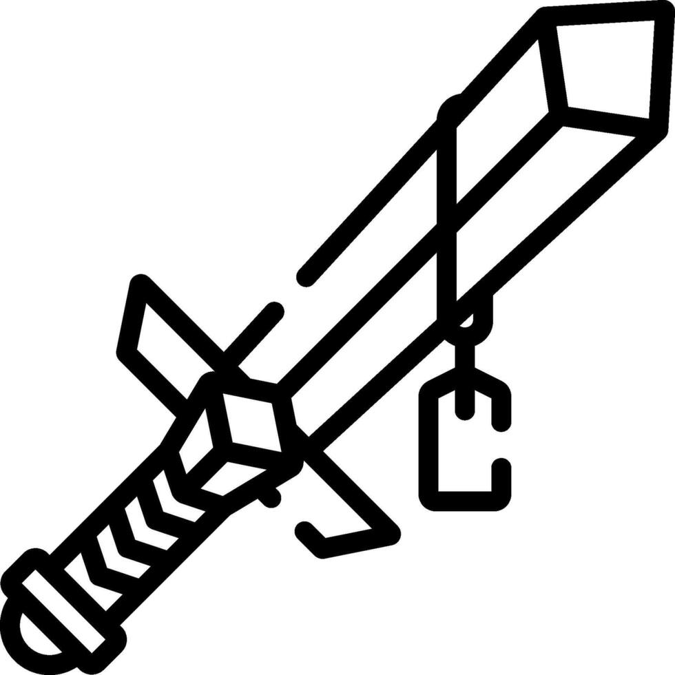 A black and white drawing of a sword vector