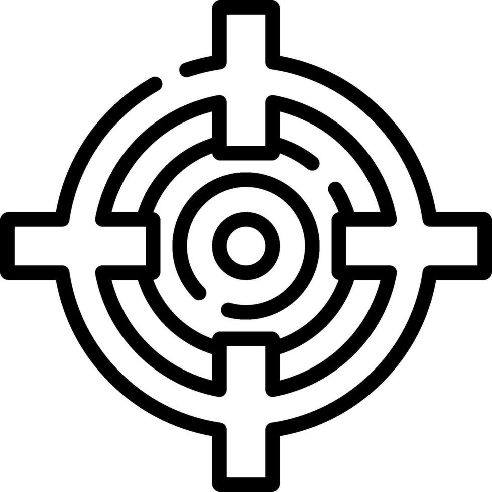 A black and white image of a maze with a cross in the center vector