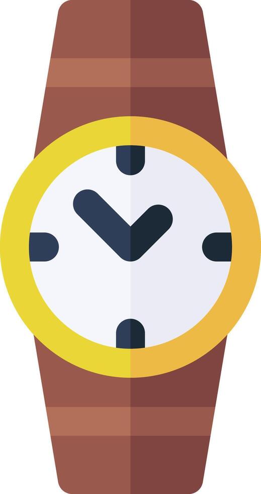 A watch with a brown strap and yellow face vector