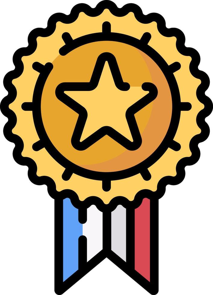A gold star badge with a ribbon around it vector