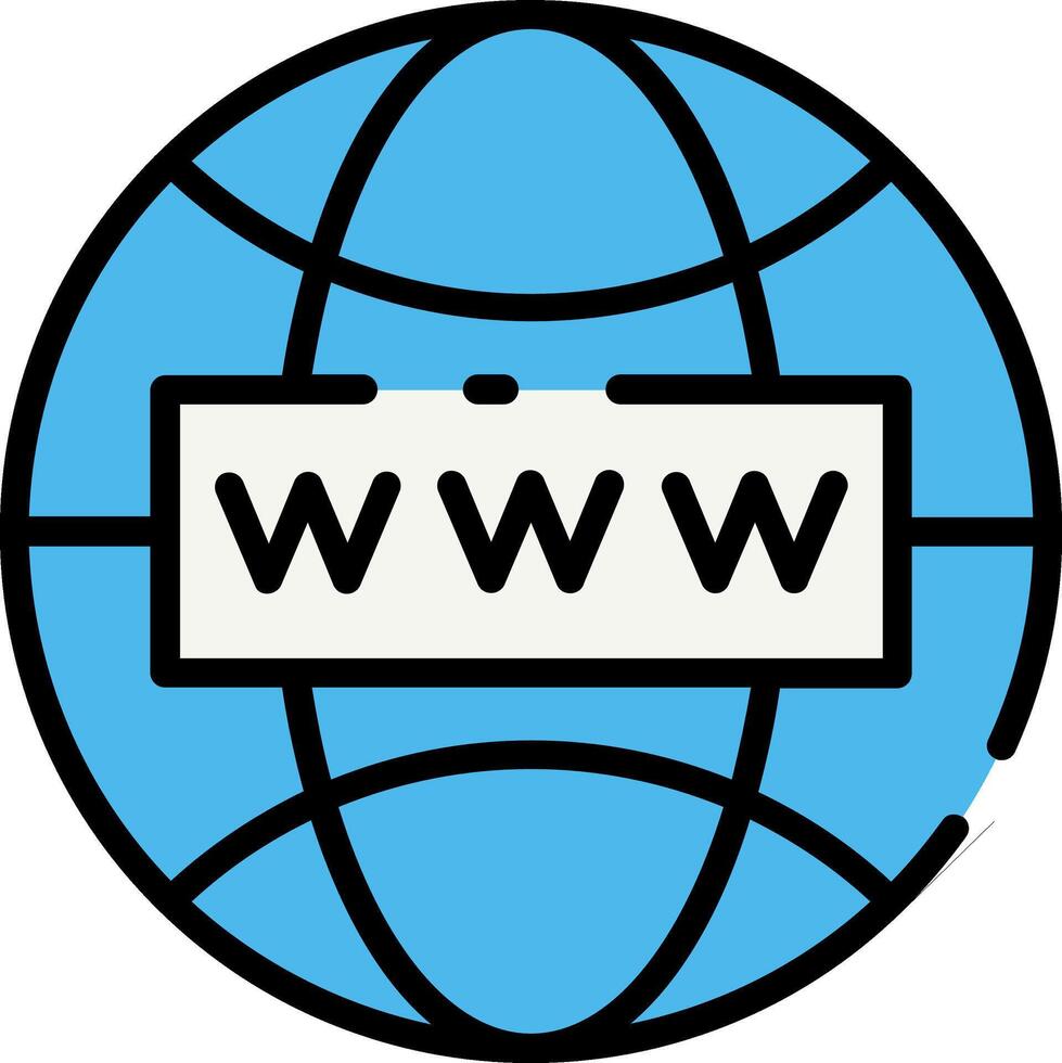 The word www is shown in a blue globe vector