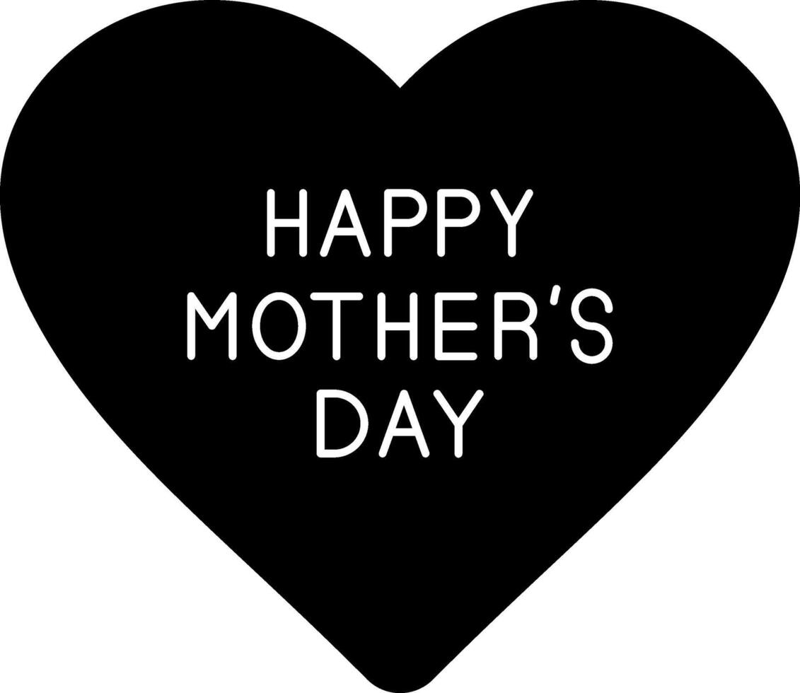 Happy mother's day black heart sticker vector