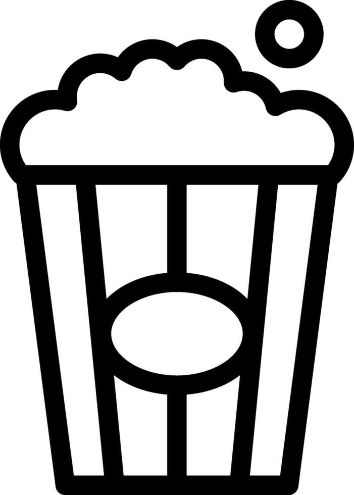 A black and white icon of popcorn in a bucket vector
