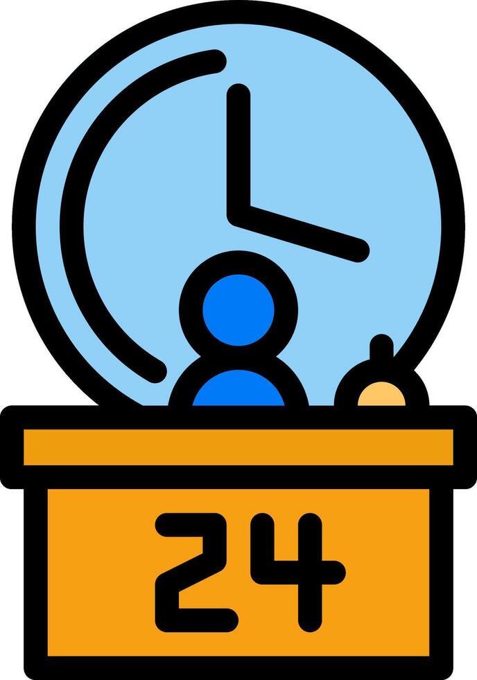 A clock with a person sitting at a desk with a clock on it vector