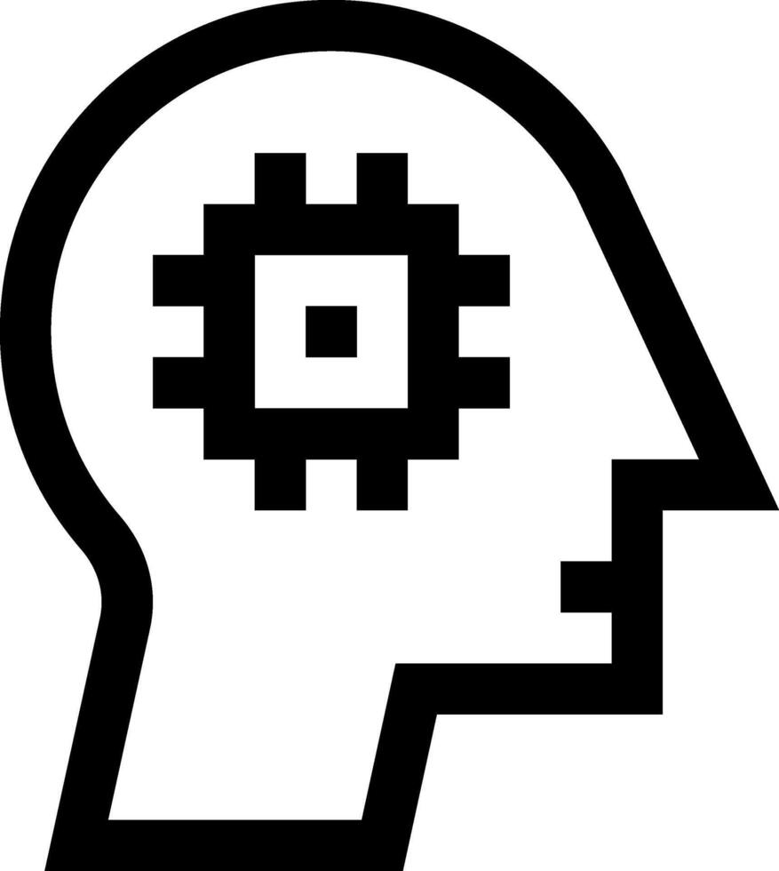 A black and white image of a head with gears in it vector
