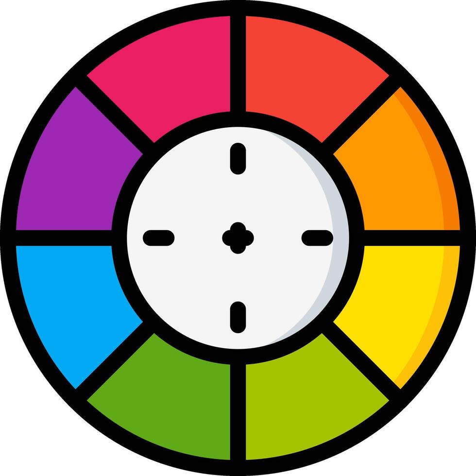 A colorful wheel with a clock in the center vector