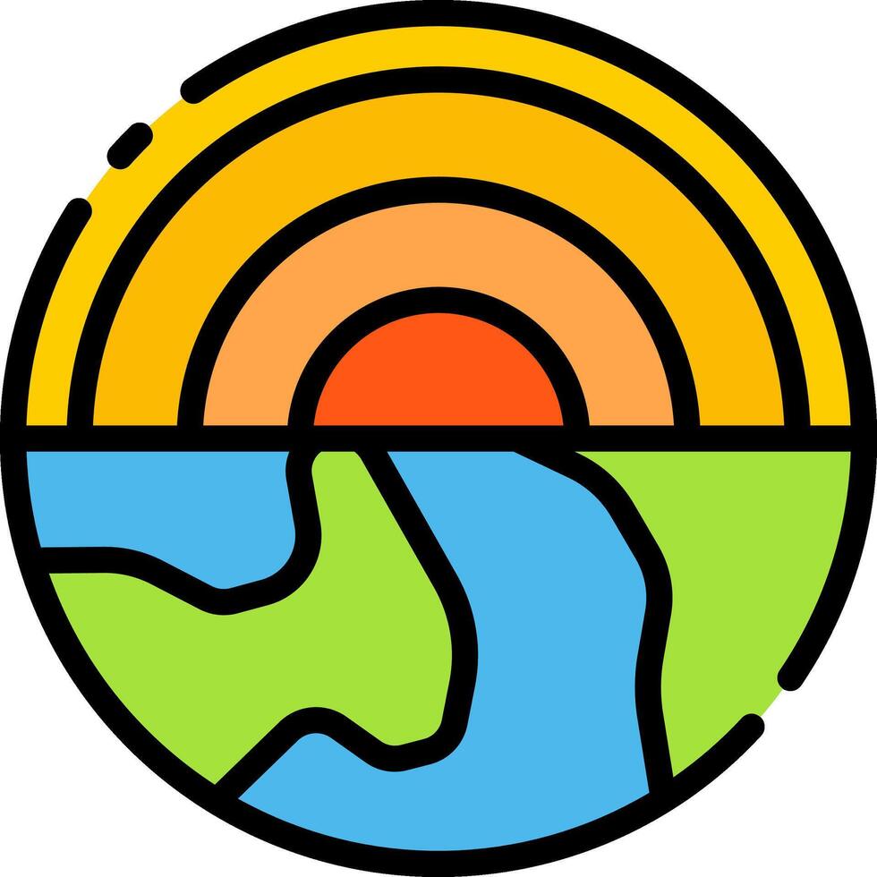 The earth is in the center of a circle with a sun in the background vector