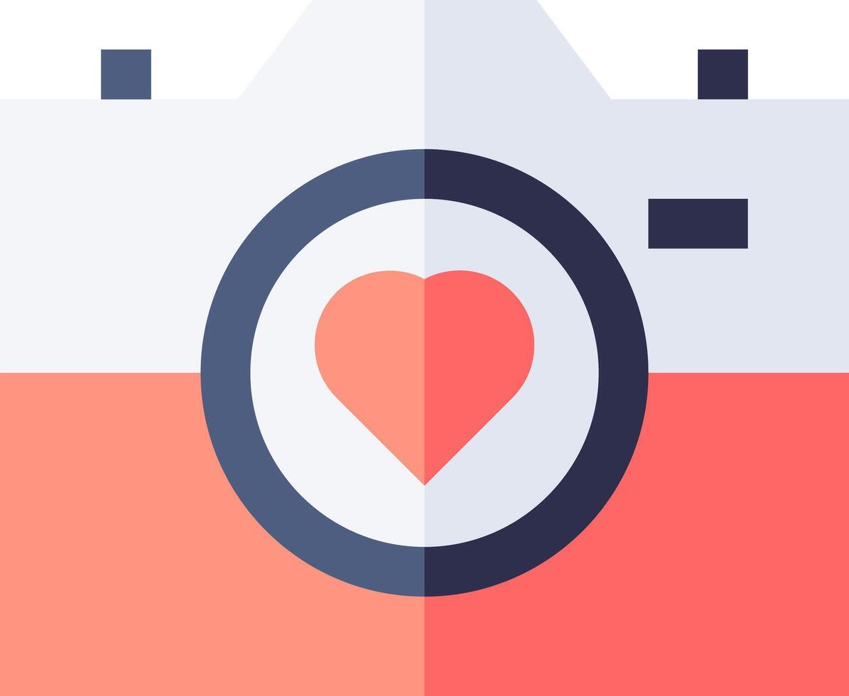 A camera with a heart in the middle vector